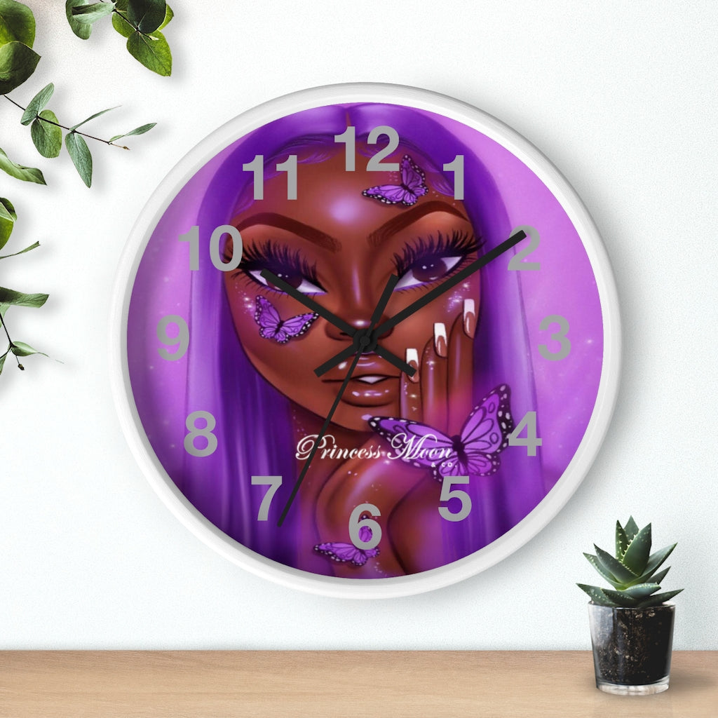 Lavender Butterfly Wall clock